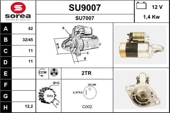 SNRA SU9007 - Стартер autospares.lv