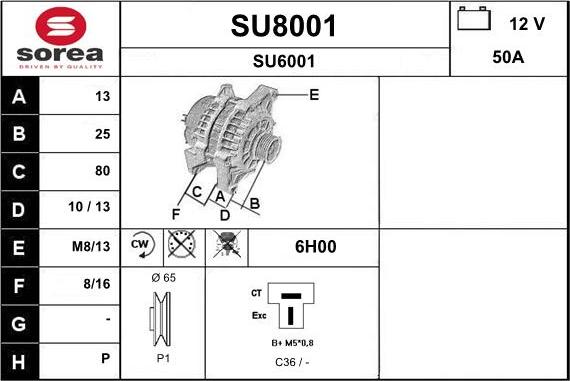 SNRA SU8001 - Генератор autospares.lv