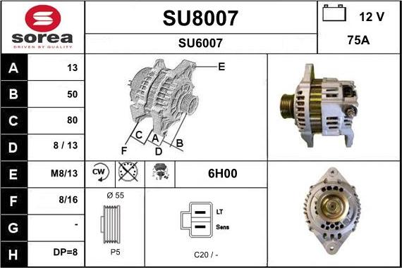 SNRA SU8007 - Генератор autospares.lv