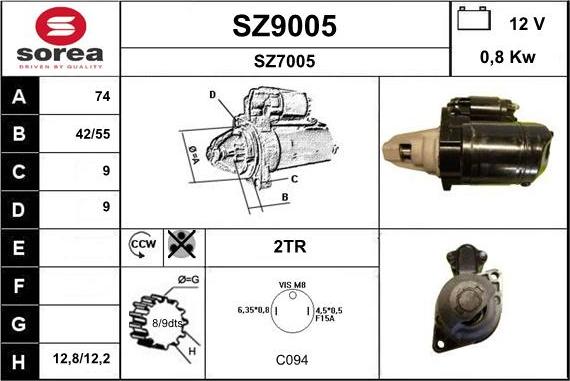 SNRA SZ9005 - Стартер autospares.lv