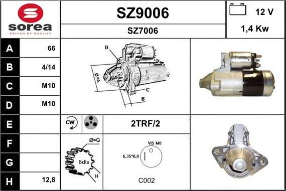 SNRA SZ9006 - Стартер autospares.lv