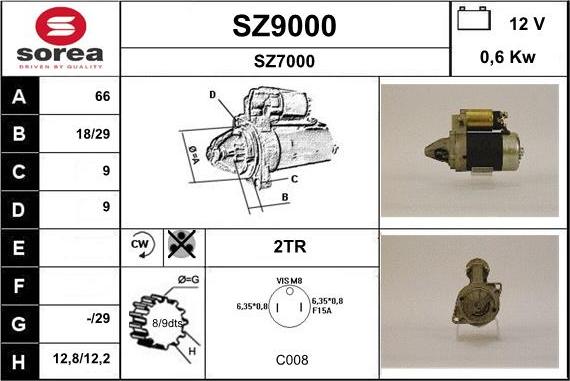 SNRA SZ9000 - Стартер autospares.lv