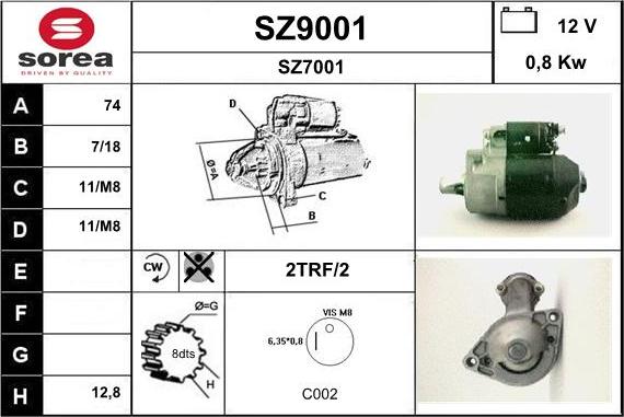 SNRA SZ9001 - Стартер autospares.lv