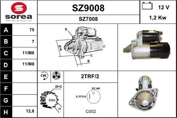 SNRA SZ9008 - Стартер autospares.lv