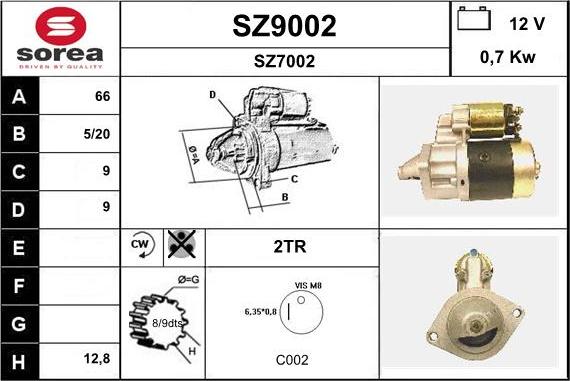 SNRA SZ9002 - Стартер autospares.lv