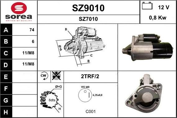 SNRA SZ9010 - Стартер autospares.lv
