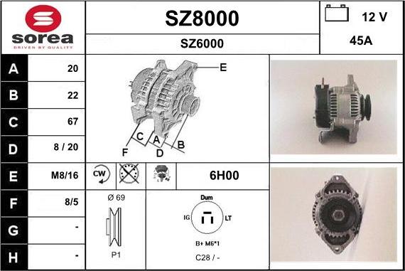 SNRA SZ8000 - Генератор autospares.lv