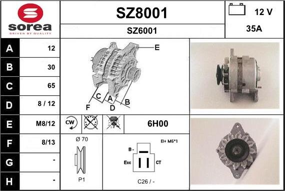 SNRA SZ8001 - Генератор autospares.lv