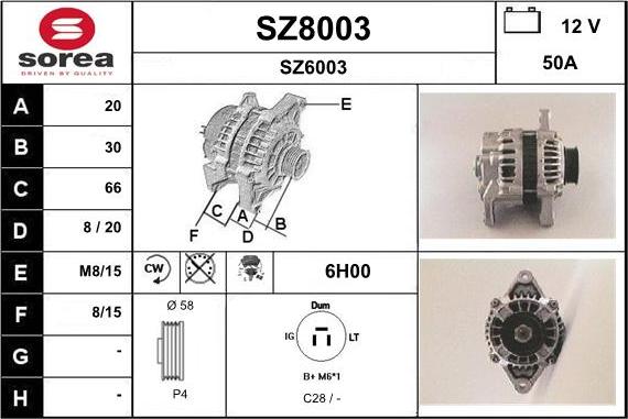 SNRA SZ8003 - Генератор autospares.lv