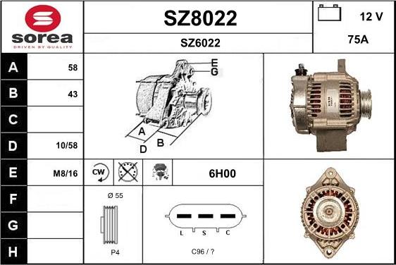 SNRA SZ8022 - Генератор autospares.lv