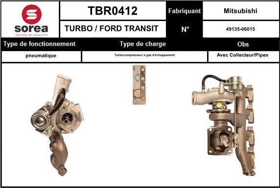 SNRA TBR0412 - Турбина, компрессор autospares.lv