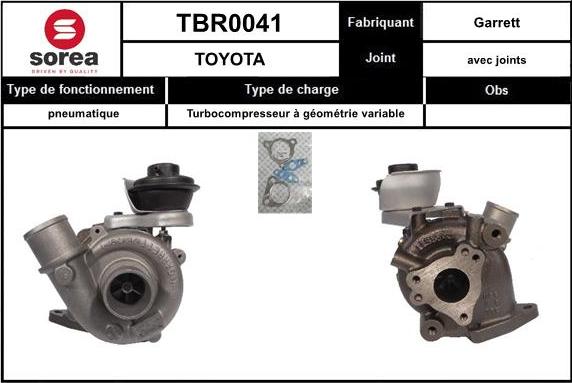 SNRA TBR0041 - Турбина, компрессор autospares.lv