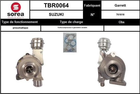 SNRA TBR0064 - Турбина, компрессор autospares.lv