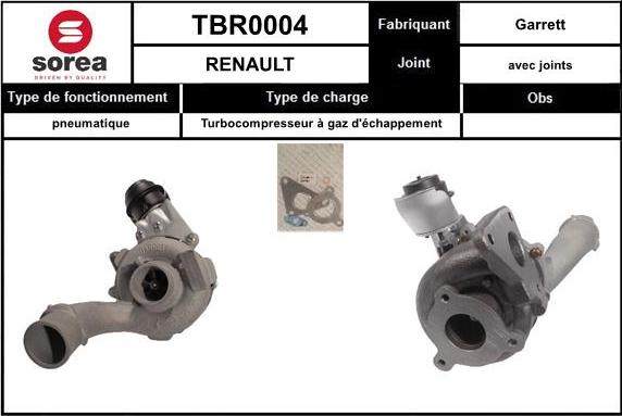 SNRA TBR0004 - Турбина, компрессор autospares.lv