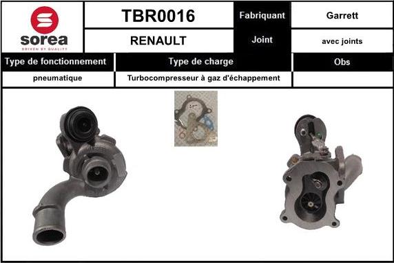 SNRA TBR0016 - Турбина, компрессор autospares.lv