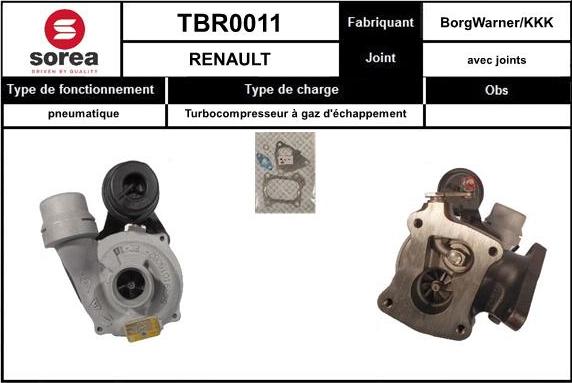 SNRA TBR0011 - Турбина, компрессор autospares.lv