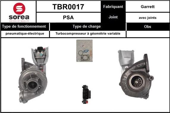 SNRA TBR0017 - Турбина, компрессор autospares.lv