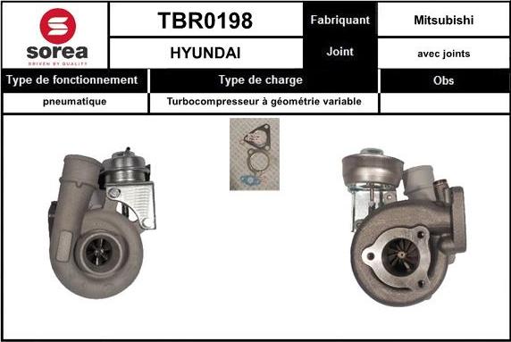 SNRA TBR0198 - Турбина, компрессор autospares.lv