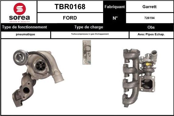 SNRA TBR0168 - Турбина, компрессор autospares.lv