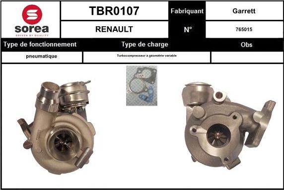 SNRA TBR0107 - Турбина, компрессор autospares.lv