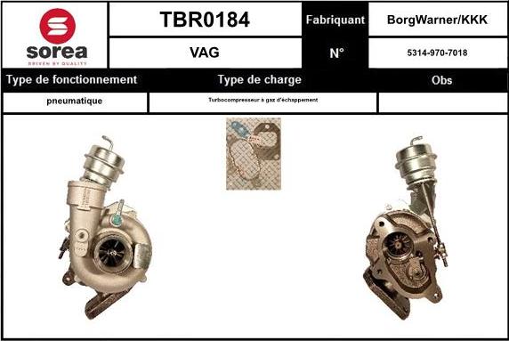 SNRA TBR0184 - Турбина, компрессор autospares.lv