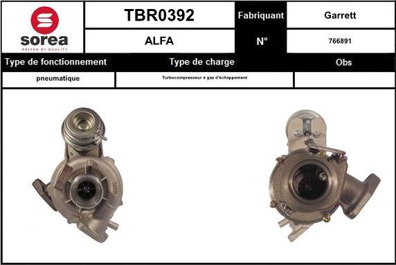 SNRA TBR0392 - Турбина, компрессор autospares.lv