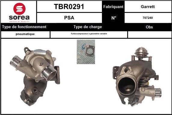 SNRA TBR0291 - Турбина, компрессор autospares.lv