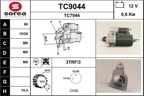 SNRA TC9044 - Стартер autospares.lv