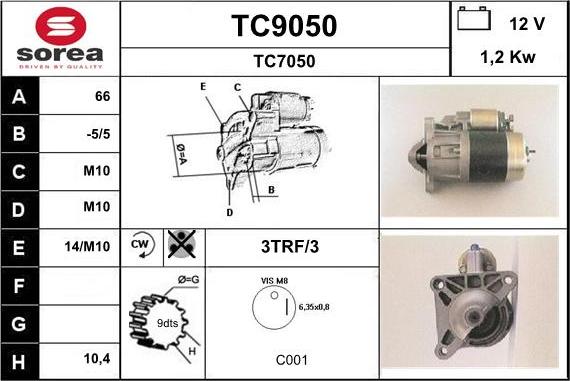 SNRA TC9050 - Стартер autospares.lv