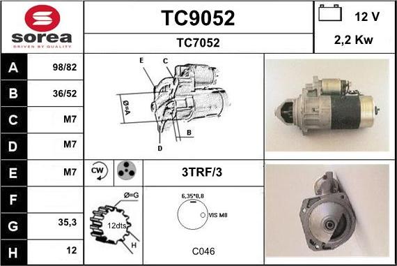 SNRA TC9052 - Стартер autospares.lv