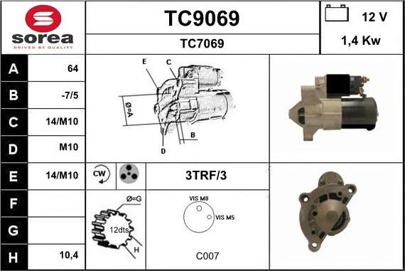 SNRA TC9069 - Стартер autospares.lv