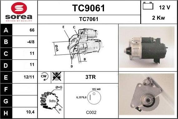 SNRA TC9061 - Стартер autospares.lv