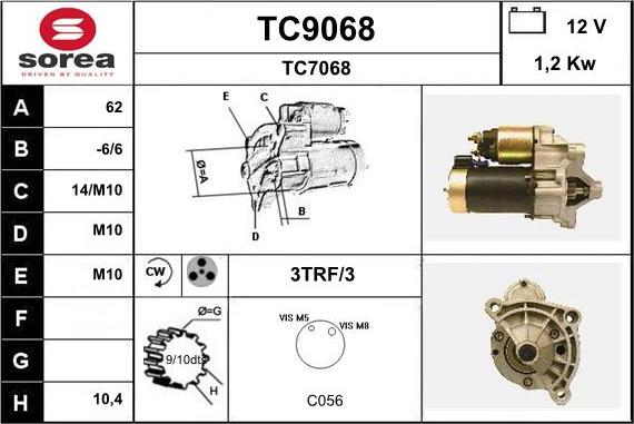 SNRA TC9068 - Стартер autospares.lv