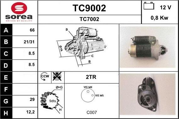 SNRA TC9002 - Стартер autospares.lv