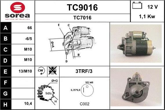 SNRA TC9016 - Стартер autospares.lv