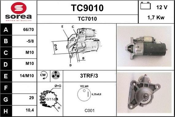 SNRA TC9010 - Стартер autospares.lv