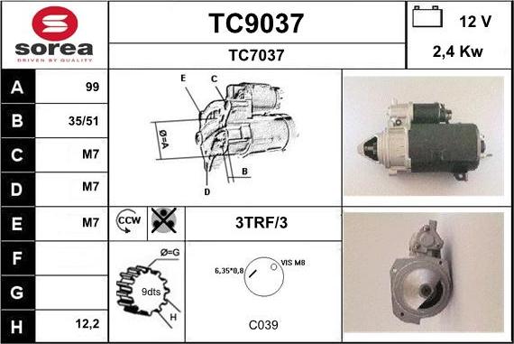 SNRA TC9037 - Стартер autospares.lv