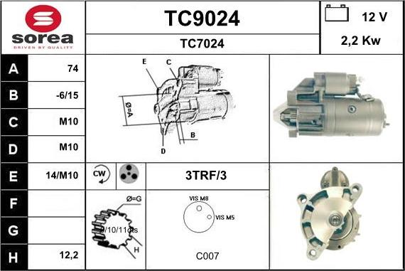 SNRA TC9024 - Стартер autospares.lv