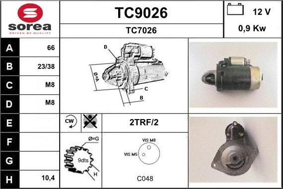 SNRA TC9026 - Стартер autospares.lv
