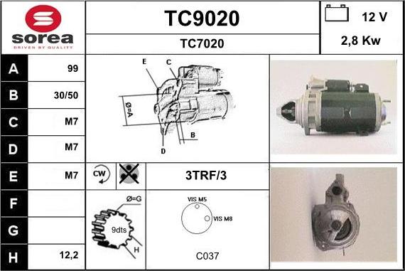 SNRA TC9020 - Стартер autospares.lv