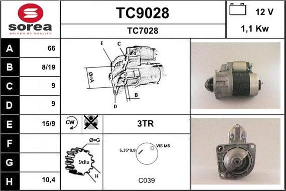 SNRA TC9028 - Стартер autospares.lv