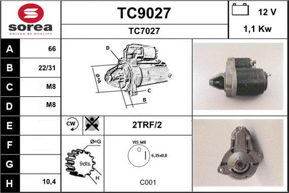 SNRA TC9027 - Стартер autospares.lv