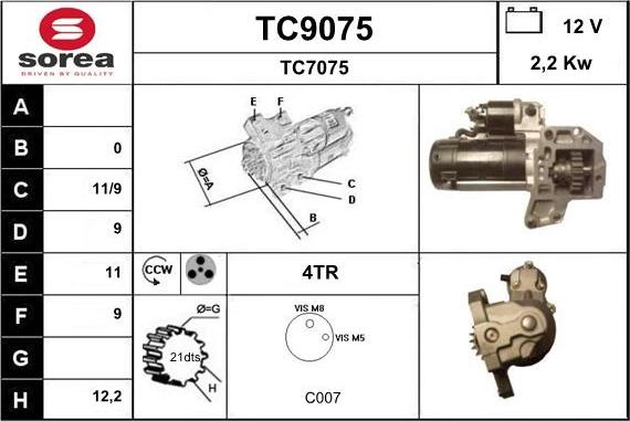 SNRA TC9075 - Стартер autospares.lv