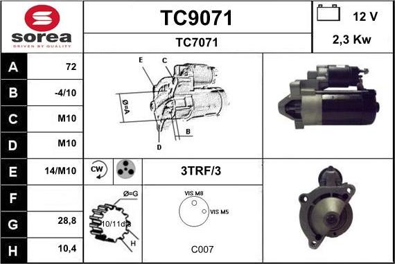 SNRA TC9071 - Стартер autospares.lv