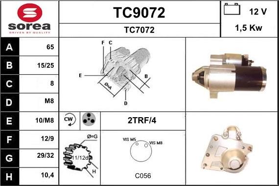 SNRA TC9072 - Стартер autospares.lv