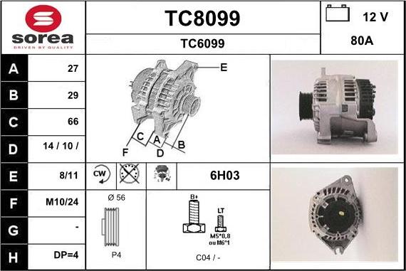 SNRA TC8099 - Генератор autospares.lv