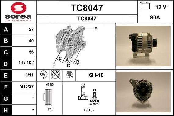 SNRA TC8047 - Генератор autospares.lv