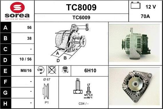 SNRA TC8009 - Генератор autospares.lv