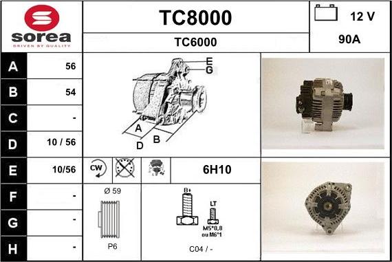 SNRA TC8000 - Генератор autospares.lv