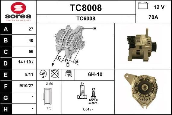 SNRA TC8008 - Генератор autospares.lv